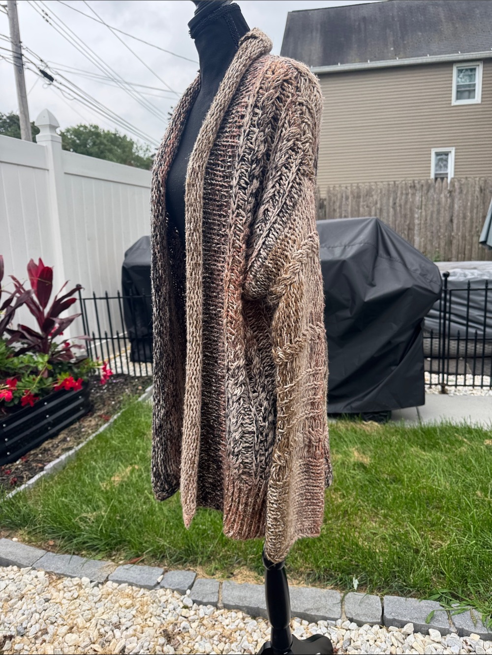 Caslon Multicolor Cream, Tan & Pink Chunky Knit Sweater